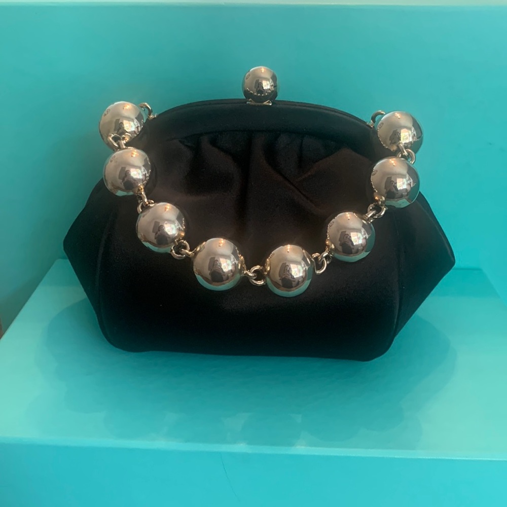 Tiffany & Co Black Satin Evening Bracelet Ball HandBag  Purse- Gorgeous